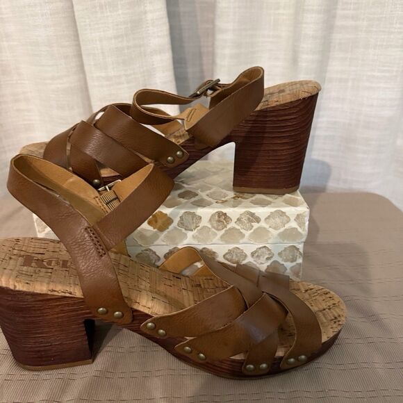 Korks Kork Ease Naomi Platform Sandals Size‎ 9M Studded Slingback Block Heel Tan - Picture 7 of 11